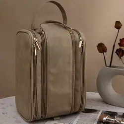 Borsa per il trucco borsa per cosmetici in pelle TPU per donna, borse per cosmetici Organizer di grandi dimensioni con divisorio borsa da toilette resistente all'acqua per i viaggi