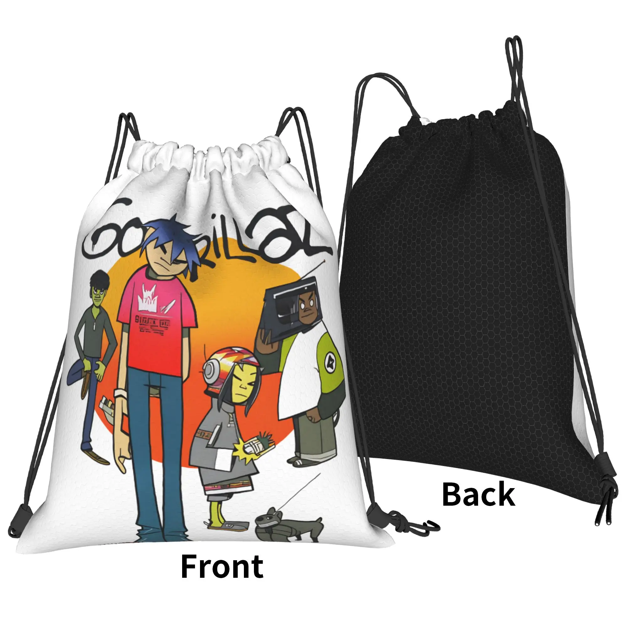 Gorillazs The Mountain Drawstring Bag  Waterproof Funny Backpack Sports Travel Sackpack String Bags For Students