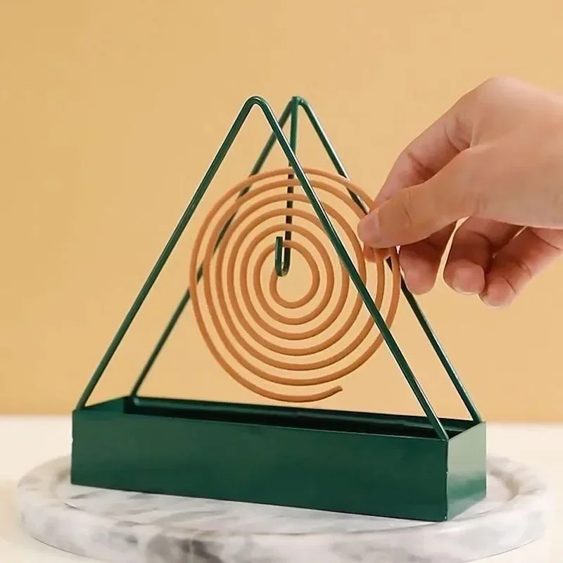 Creative Anti-Scald Mosquito Coil Holder with Tray Wrought Iron Triangular Shape Mosquito Repellent Incense Rack Home Tools