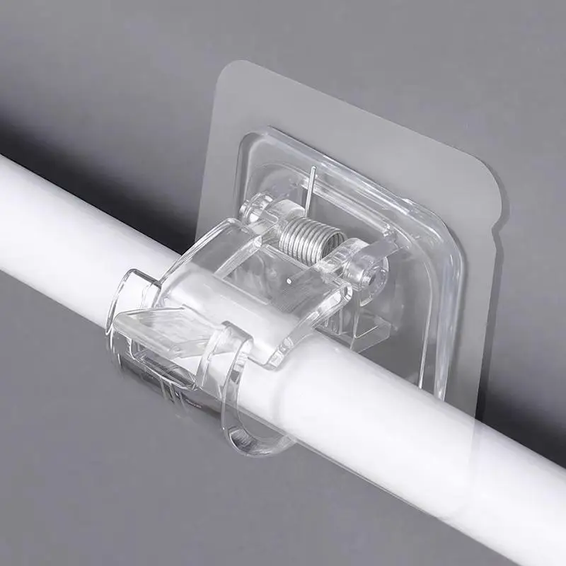 10pcs Curtain Rod Hook Punching-free Curtain Rod Rack Household Wall-mounted Bracket Clip Door Curtain Telescopic Curtain Hooks
