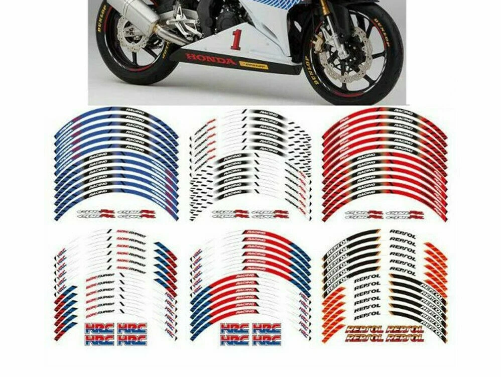 

Motorcycle stripes Wheel Hub Rim Strip Sticker Decal For HONDA REPSOL HRC CBR RR
