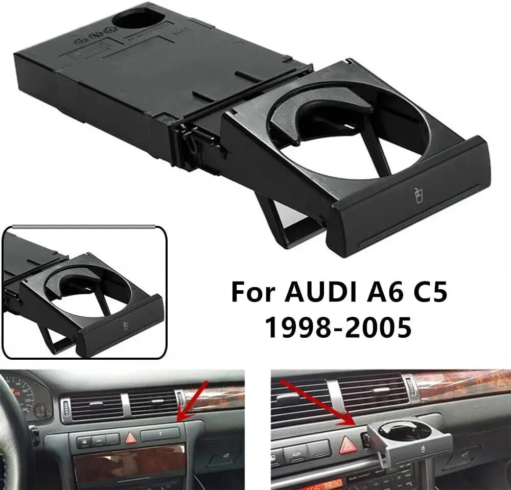 

For Audi C5 A6 98-05 Mazda 4B0862534D Foldable Durable Car Bottle Cup Holder Auto Spare Parts Black Plastic Universal Fit