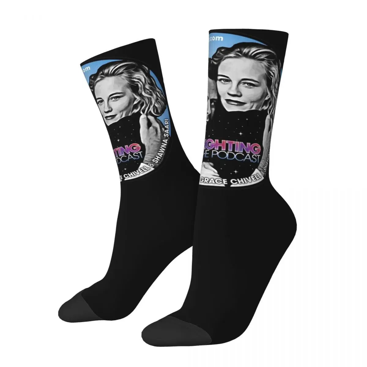 Retro Moonlighting The Podcast Show Logo Design Warm Crew Sock Merch All Seasons Retro 80s 90s Cute Middle Tube Socks Breathable