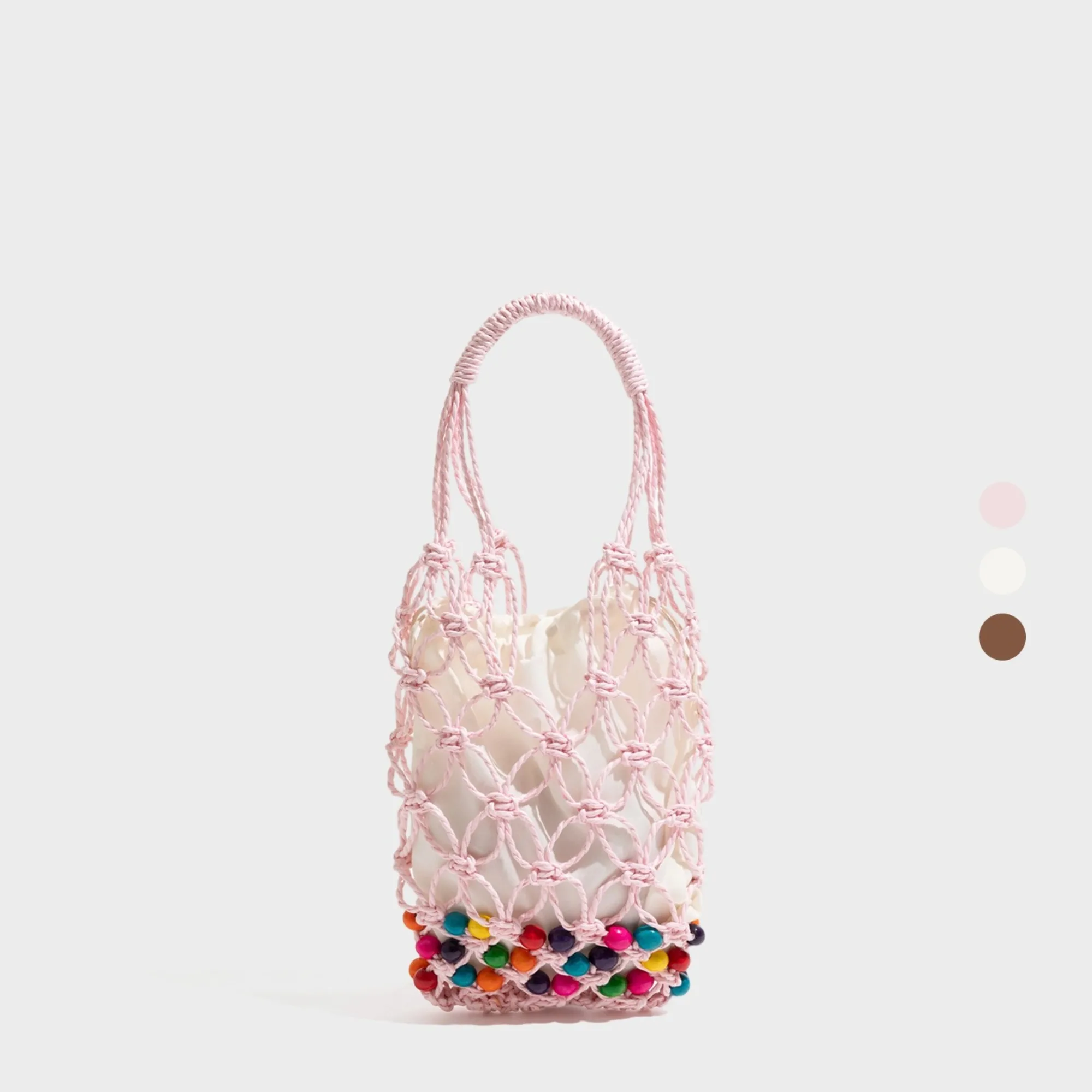 CKKUI Fashionable Design Woven Shoulder Bag, Spring and Summer Colorful Bead Hollow Handbag, Vacation Beach Cute Women's Bags