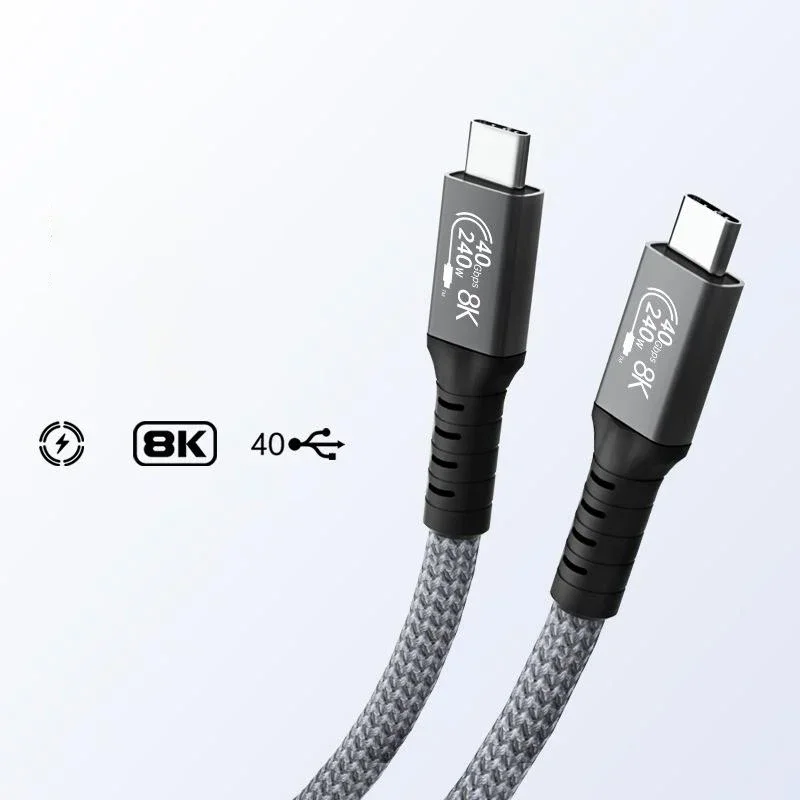 Xiaomi USB4 Cable 40Gbps 240W Fast Charging Cable Thunderbolt 4 Type C Thunderbolt3 USB C to C Data Transfer Cable For eGPU 2m