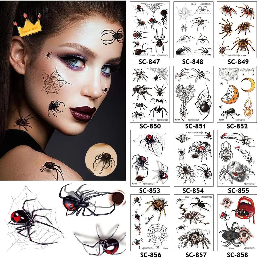 Запястье-3d-паук-перенос-воды-водостойкая-рука-паук-Хэллоуин-татуировка-боди-арт-Хэллоуин-поддельные-татуировки-временная-татуировка-наклейка