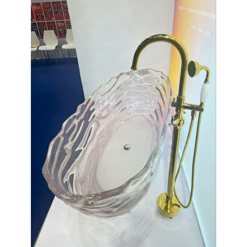 Transparent resin color bathtub household small apartment deep bubble bathtub