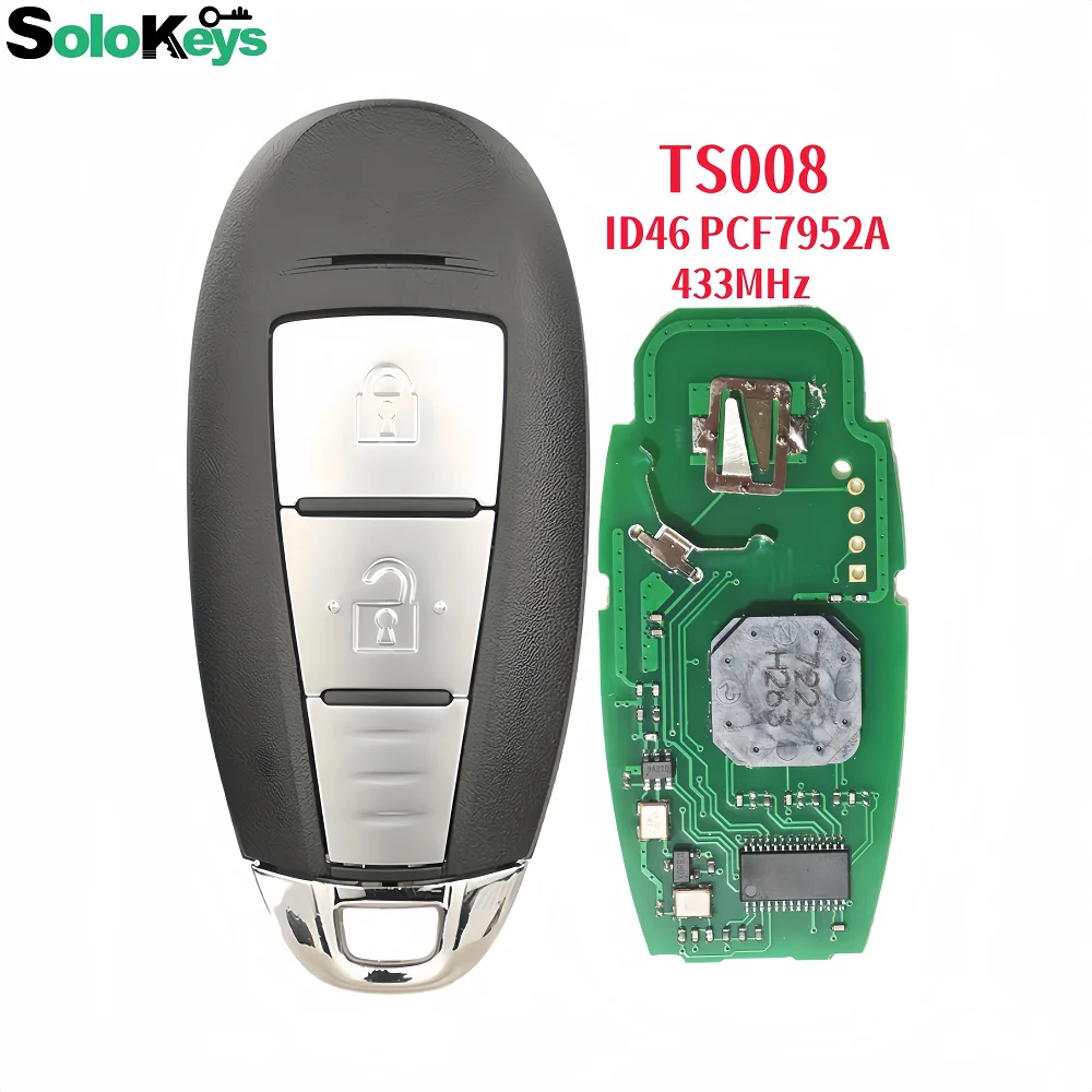 SOLOKEYS FCCID:TS008 7172-57L10 Smart remote key For Suzuki Swift SX4 Vitara S-Cross 2010-2015 433MHZ ID46 PCF7952A With LOGO