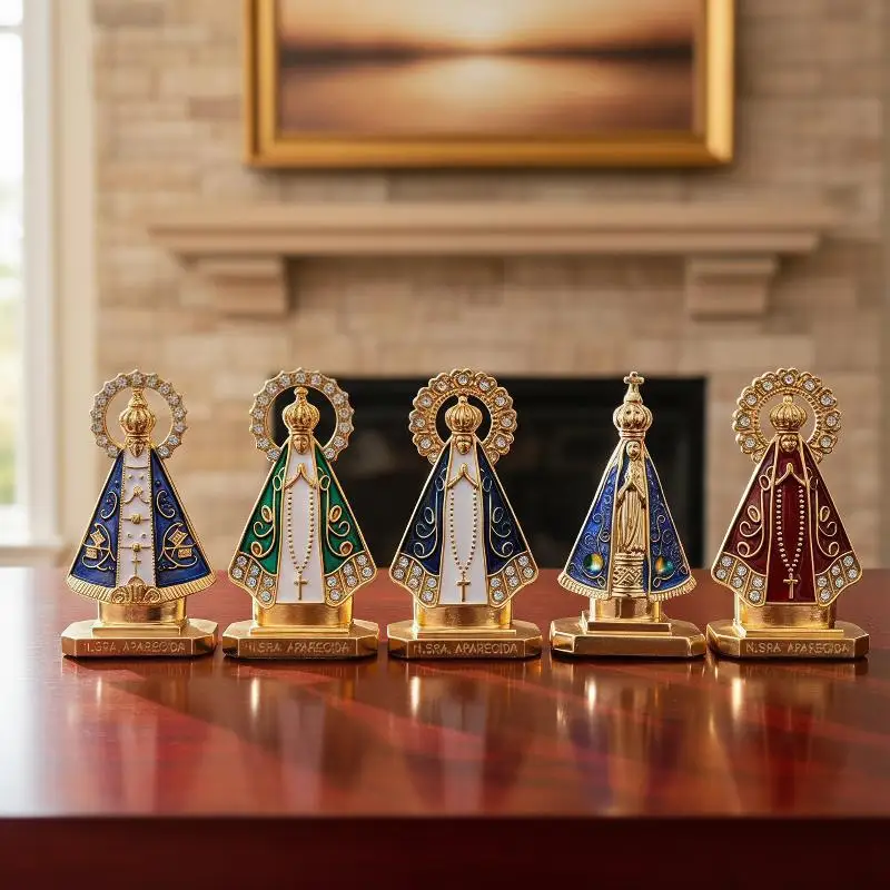 Compact Alloy Prayer Cross Figurine Sturdy Long Lasting Religious Statue for Bedroom Desk Gift for  Believers