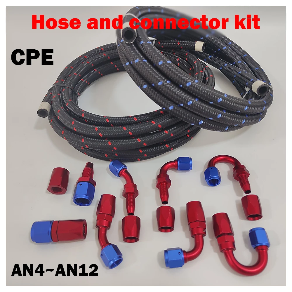 Customizable Nylon stainless steel braided inner CPE fuel hose,Oil and gas cooler hose+0°45°90°180°connector suit AN4~AN12