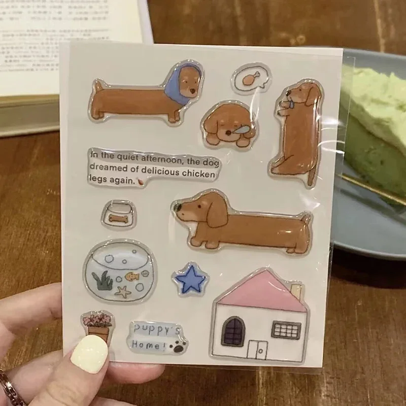 Cute Cartoon 3D Snowman Dogs Crystal Drop Rubber Stickers Kawaii Deco Stickers DIY Phone Sticker for IPad Mobile Phone Computer