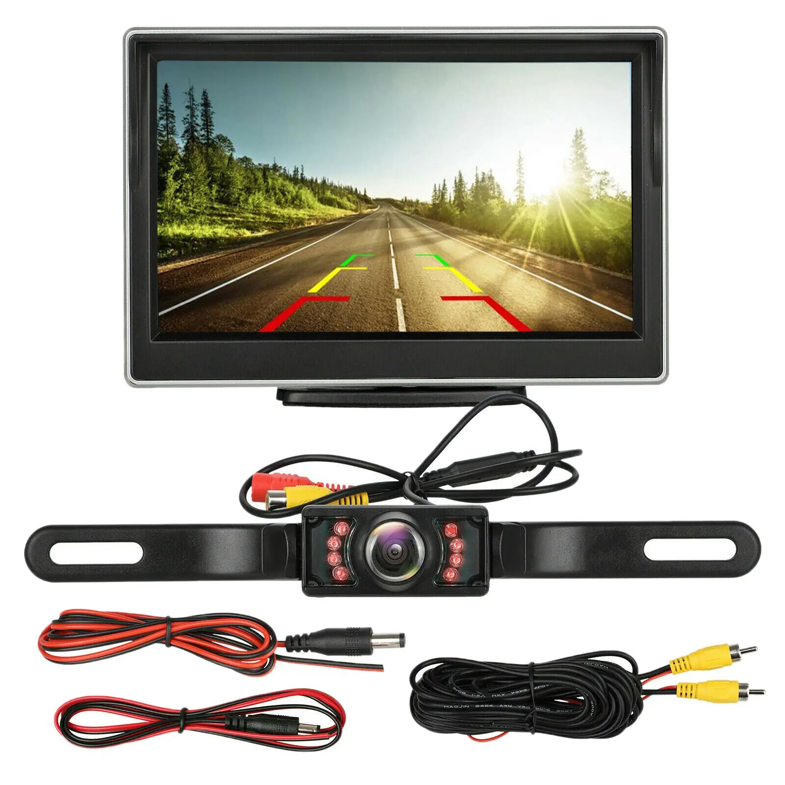 

Car License Backup Camera Rear View HD Parking System Night Vision 5 Inch Car Monitor TFT LCD Screen HD