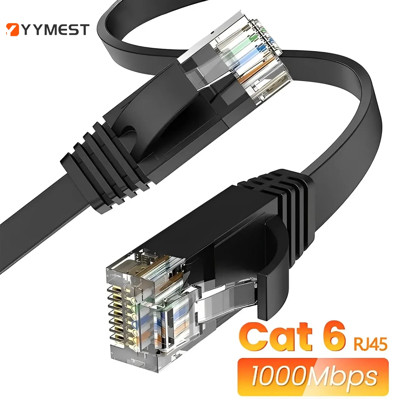 

Cat 6 Ethernet RJ45 10Gbps Flat Cable 100 ft Outdoor&Indoor White Solid Patch Cord with Clips for Router, Modem, PS4/5, Xbox