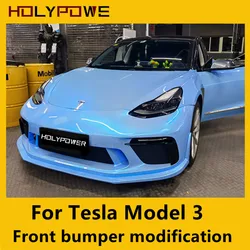 GT3 Front Bumper For Tesla Model 3 Retrofitting Big Surrounding Bar With Light Appearance Upgrade Kits Car Exterior Accessories