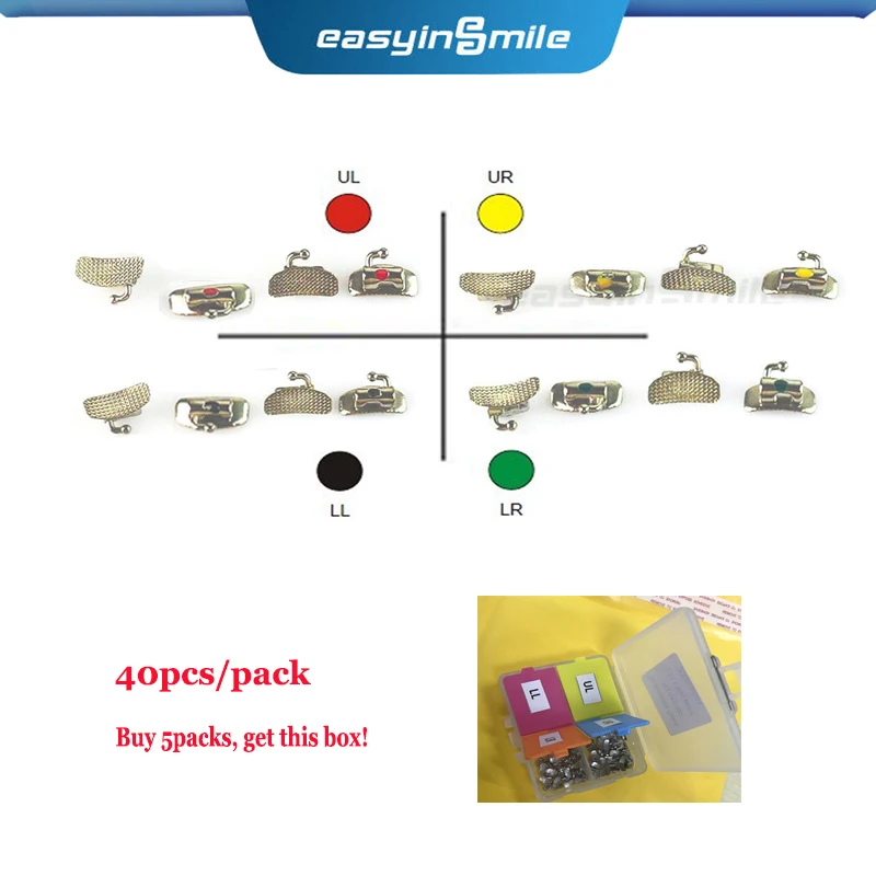 

40pcs Easyinsmile Dental Material for Metal Orhto Molar Tube Mini Braces Roth / MBT 022 1st&2nd Newest Type High Quality