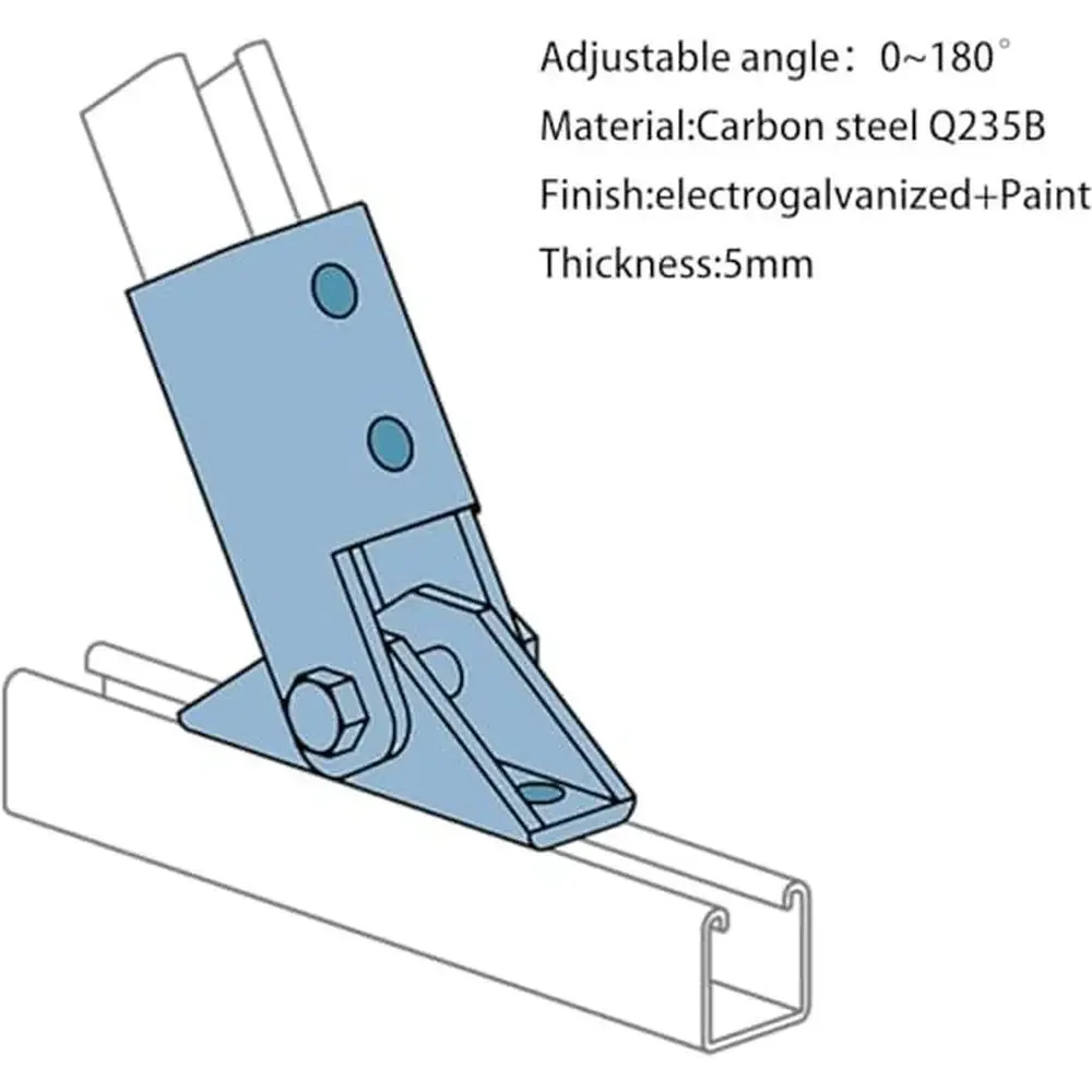 

8 Hole Wing Joint Connector Bracket Base Solar Panel Bracket Carbon Steel Galvanized 1/2" Bore 3-Way Channel 0.2" Thick Fits