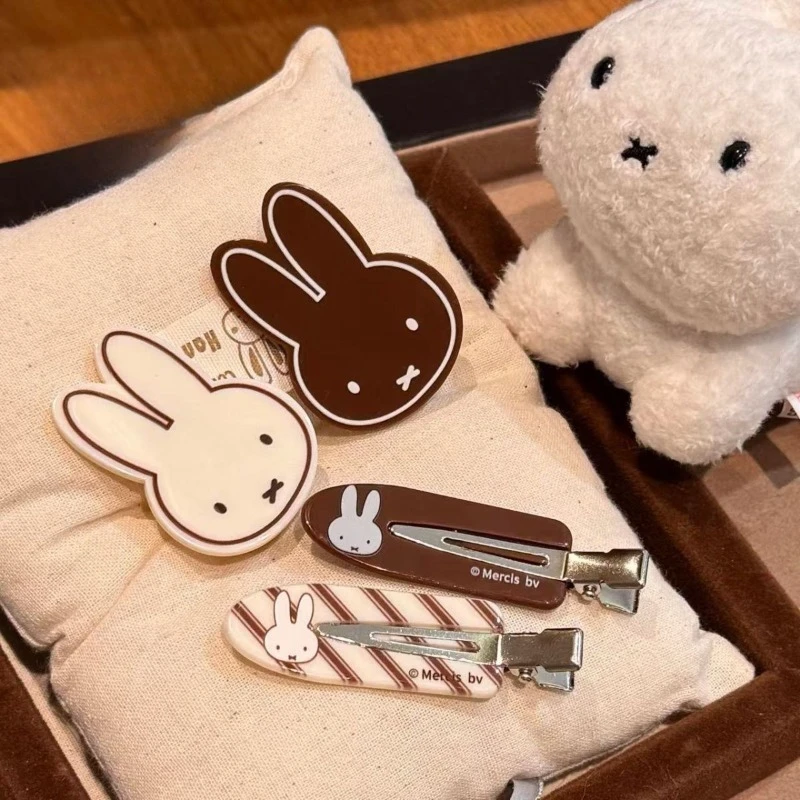 

10 шт., хит продаж, серия мультфильмов Miffy, акриловая заколка в виде утконоса, милая заколка для волос с креативным принтом для девочек