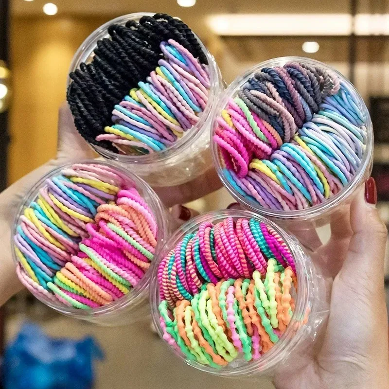 50-200pcs Girls Cute Colorful Small Elastic Hair Bands Ponytail Holder Children Scrunchie Rubber Ties Kids Hair Rope Accessories