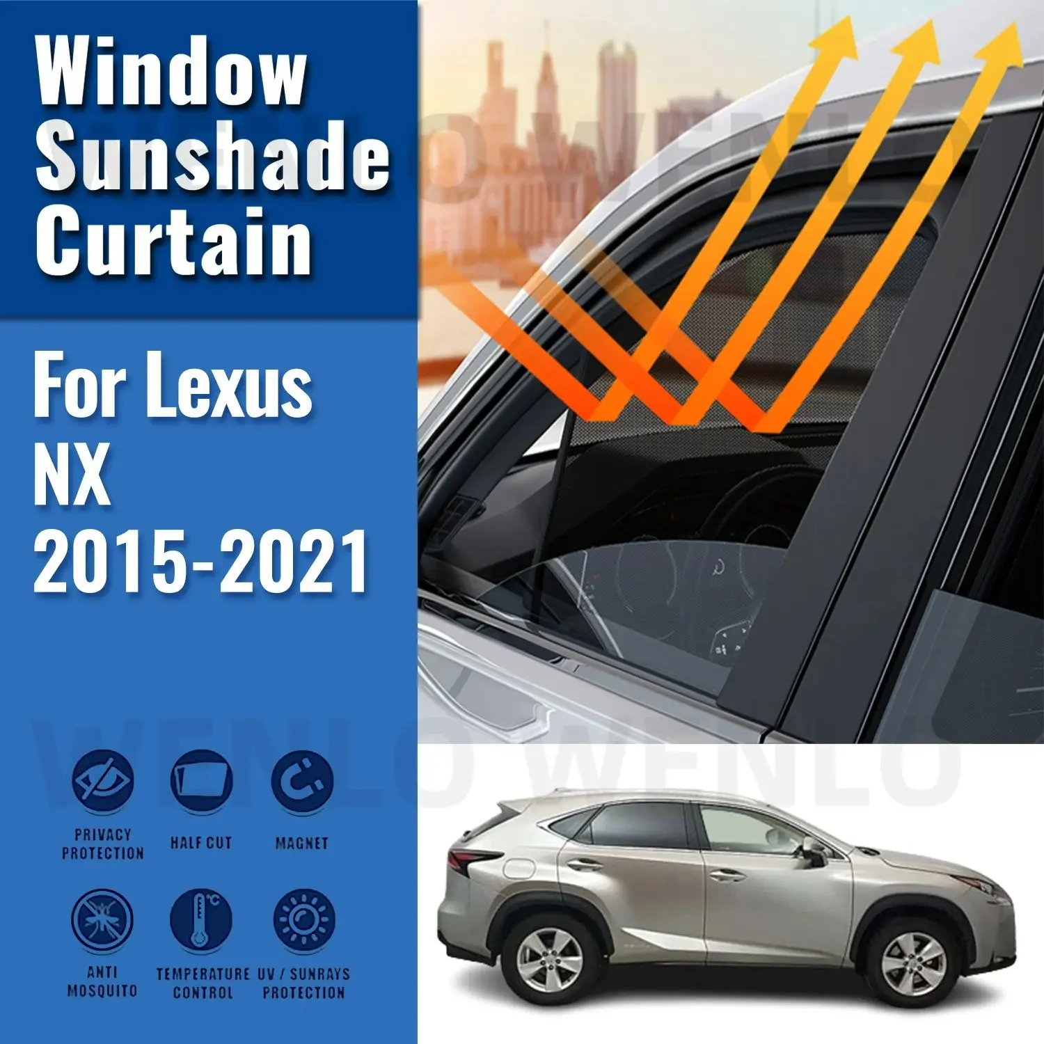 

For Lexus NX 2014-2021 200H NX200 Magnetic Car Sunshade Shield Front Windshield Frame Curtain Rear Side Window Sun Shade Visor