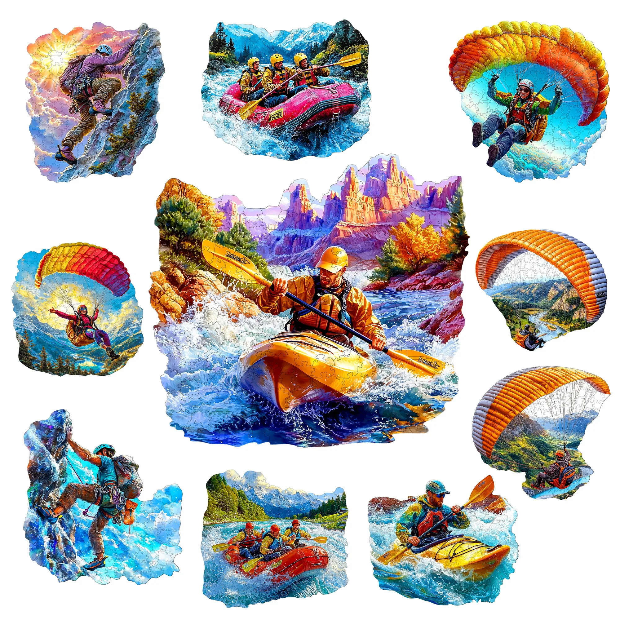 Extreme Sports Theme Wooden Jigsaw Puzzle Wooden Decor Painting Christmas and Halloween Gift Toy For Teen And Kid