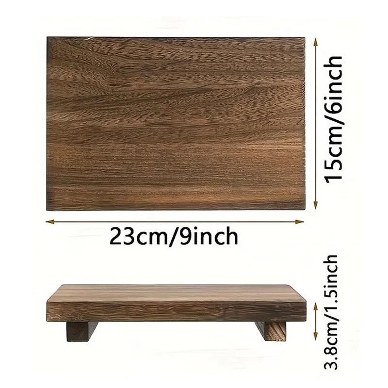 Wood Tray Pedestal Stand Bathroom Decor Wooden Vanity Hands Soap Scented Candle Storage Holder Tray Kitchen Seasoning Holder image 4