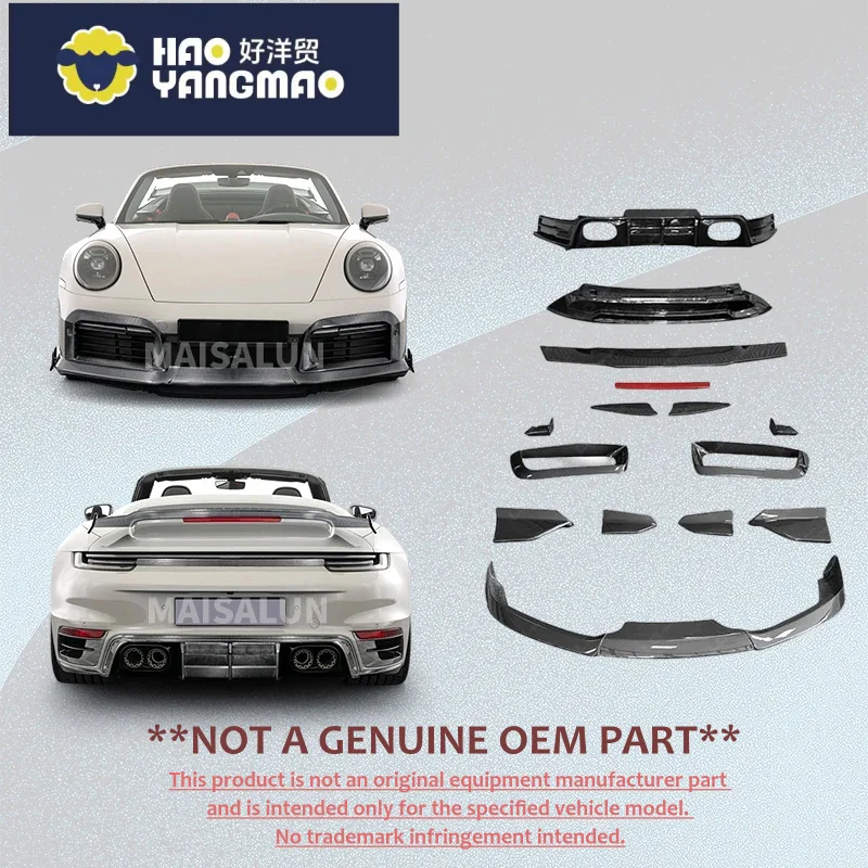 Suitable for Exterior Tune 992 B Style Body Kit Porsche 991 992 B Style Dry Carbon Front Lip Rear Diffuser Spoiler Parts Ca