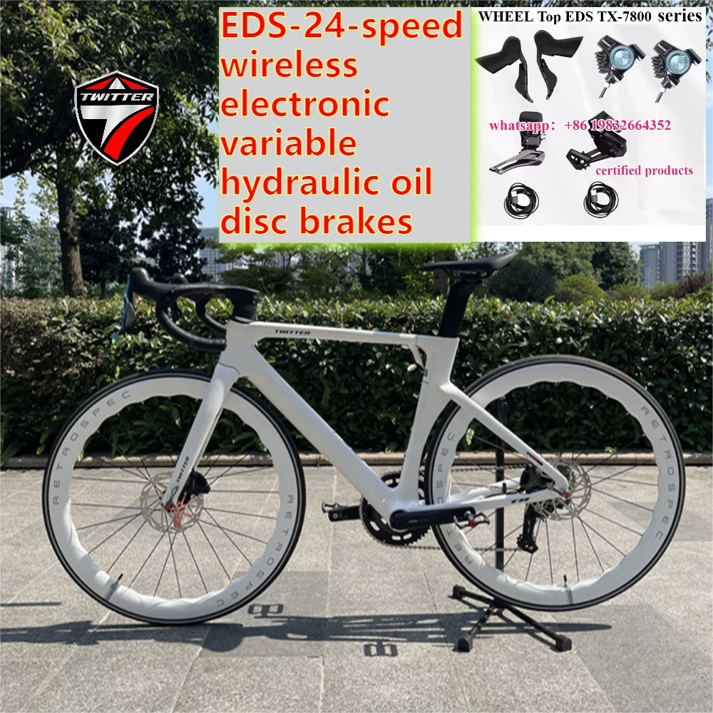 TWITTER T800 Carbon Fiber Road Bike Bluetooth Link Electronic Variable EDS-24Speed Hydraulic Oil Disc Brake Wind Racing Bicycle