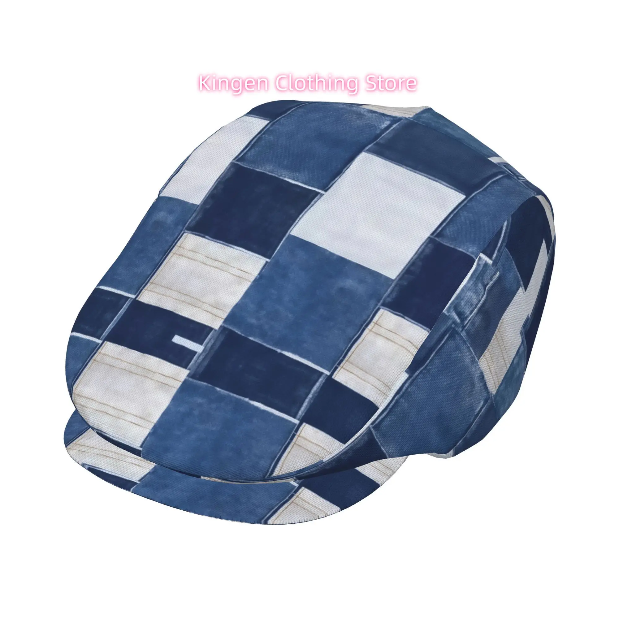 Indigo Patchwork Wash Men And Women Adjustable Flat Cap Newsboy Beret Ivy Cap Irish Cabbie Fishing Hats Forward Caps