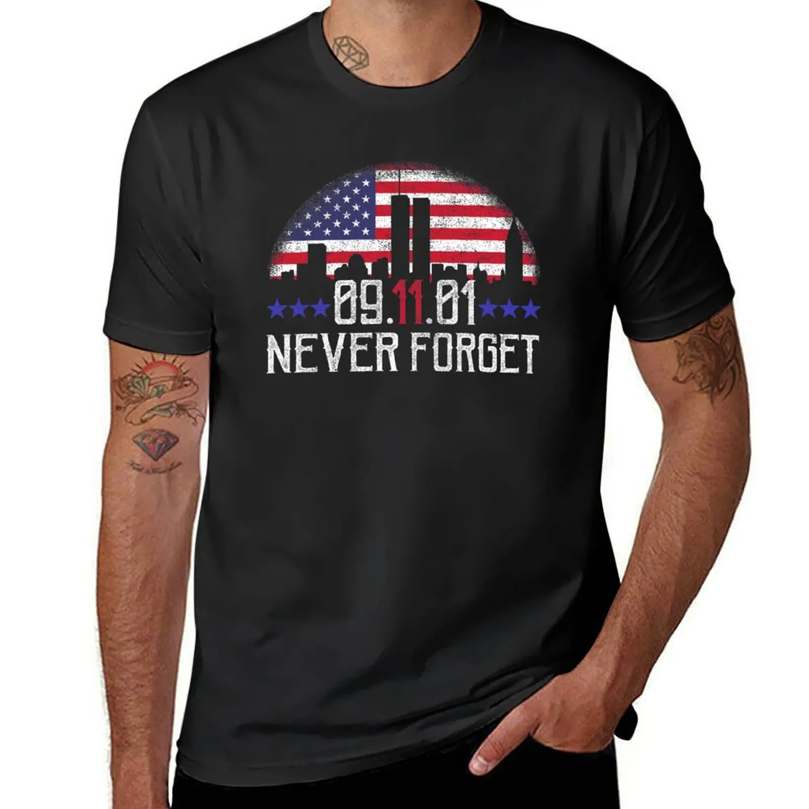

9 11 Never Forget T-Shirt blue lock tops fashion shirts funny costumes slim fit t shirts for men