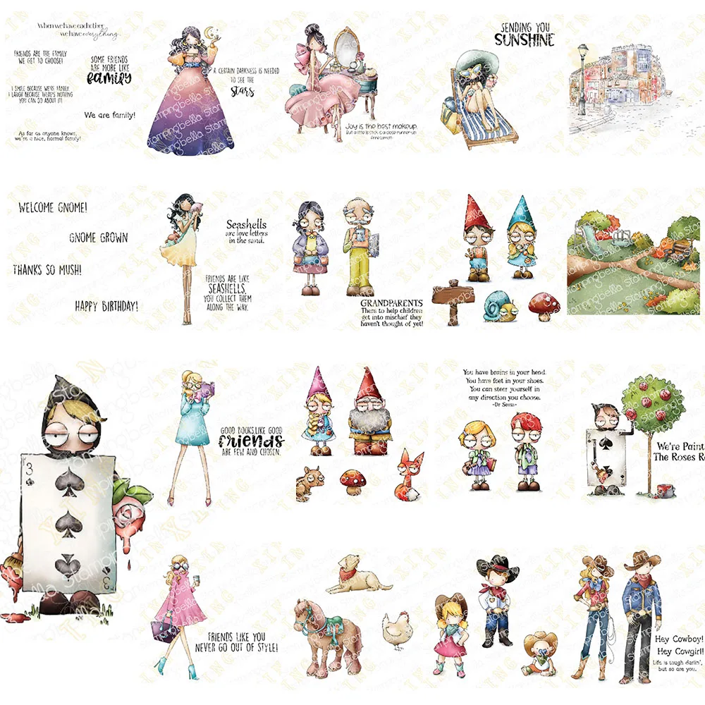 

New Metal Cutting Dies Clear Stamps We Are Family Sentiment Seashell Cowboy Pets Scrapbook Diary Decoration Embossing Cut Dies