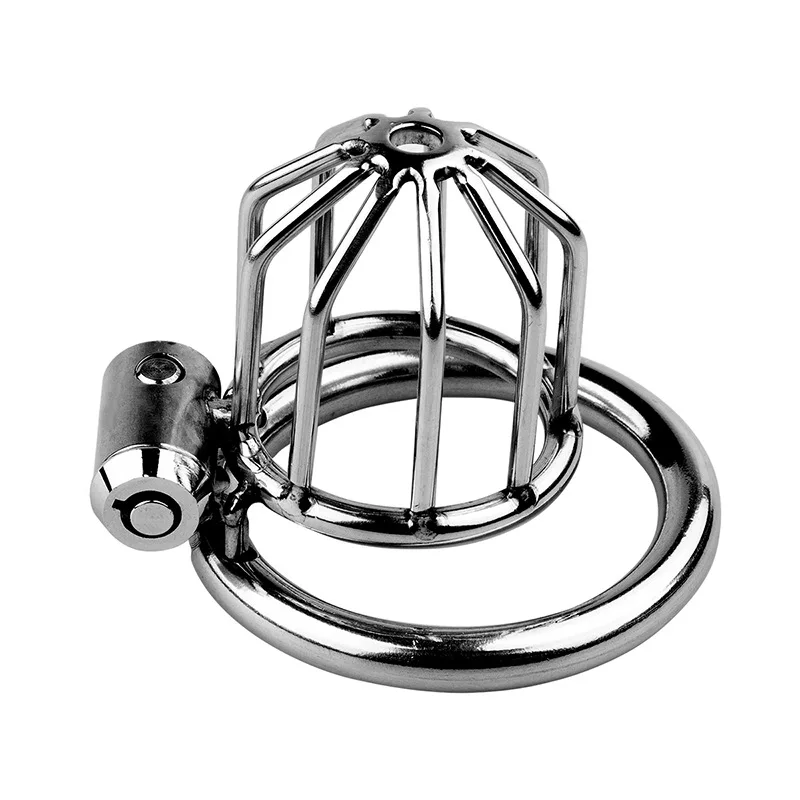 Man Metal Chastity Lock Bound to Prevent Cheating Penis Cage Wear it Outside Cock Cage with 3 Snap Ring Chastity Adult Supplies