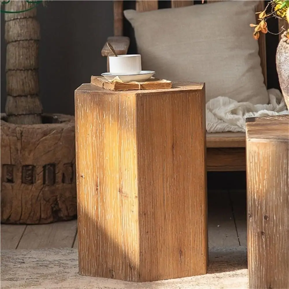 

Wood Side Table with Open Top, Rustic End Tables, Octagon Coee Table or Living Room, Bedroom, or Cae