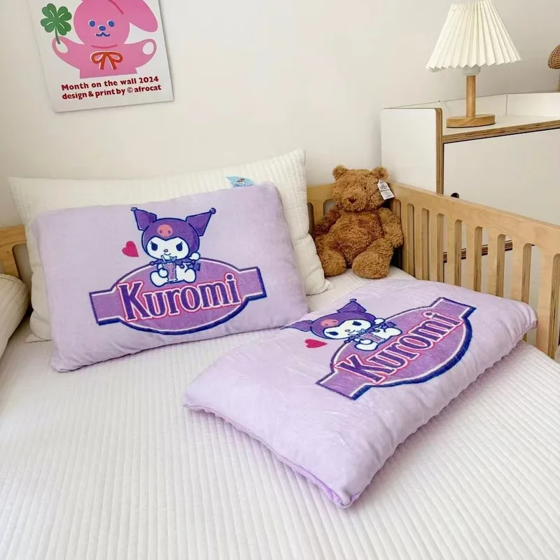 Nueva almohada Sanrio de dibujos animados Kuromi Doudou, almohada de terciopelo de leche de dibujos animados para guardería, almohada para siesta para niños, almohada extraíble para bebé, regalo