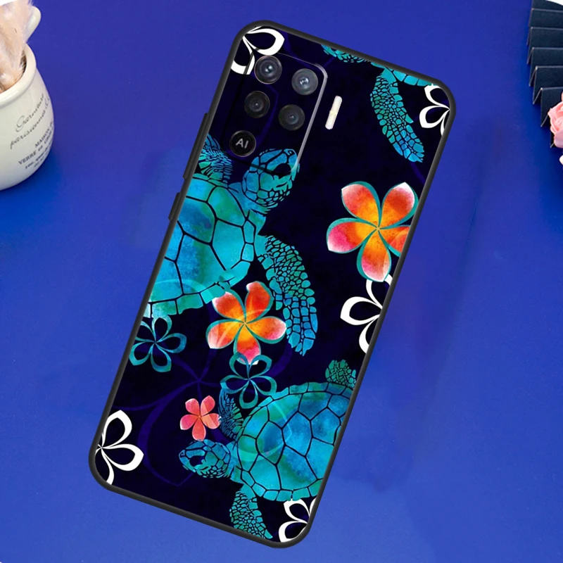 Ocean Sea Turtle Case For OPPO A17 A57 A77 A78 A15 A16 A52 A72 A76 A96 A74 A94 A5 A9 A31 A93 A54S A53S A57S