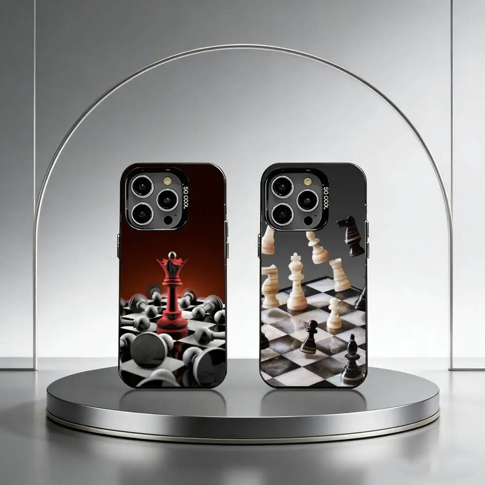 Competitive Chess Game Phone Case For iPhone 17,16,15,14,13,12,11 Plus,Pro Max,XS,Colorful Silver Phone case Funda Cover