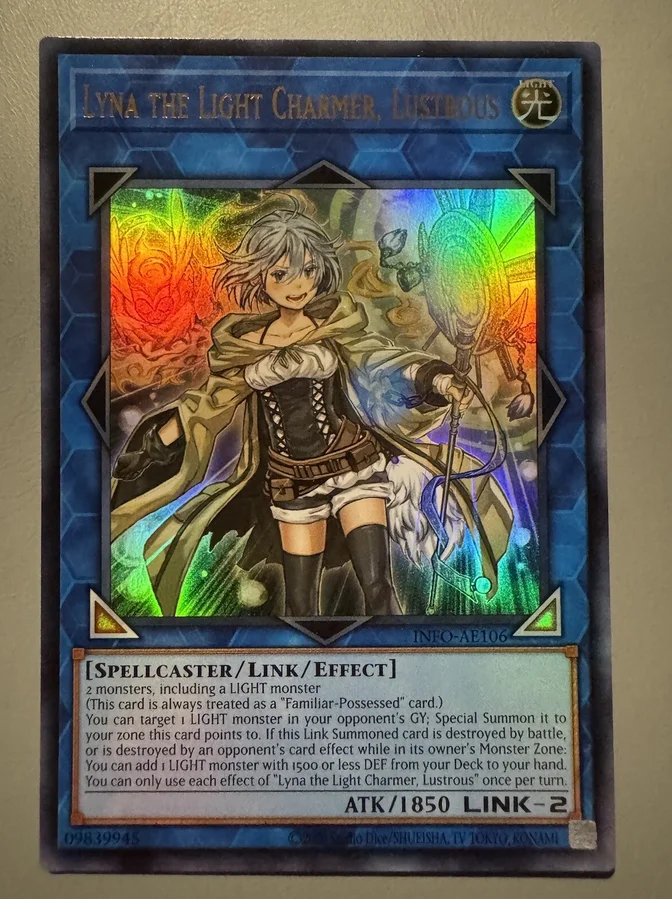 Yugioh KONAMI Duel Monsters INFO-AE106 Lyna the Light Charmer, Lustrous Ultra Asian English Collection Mint Card