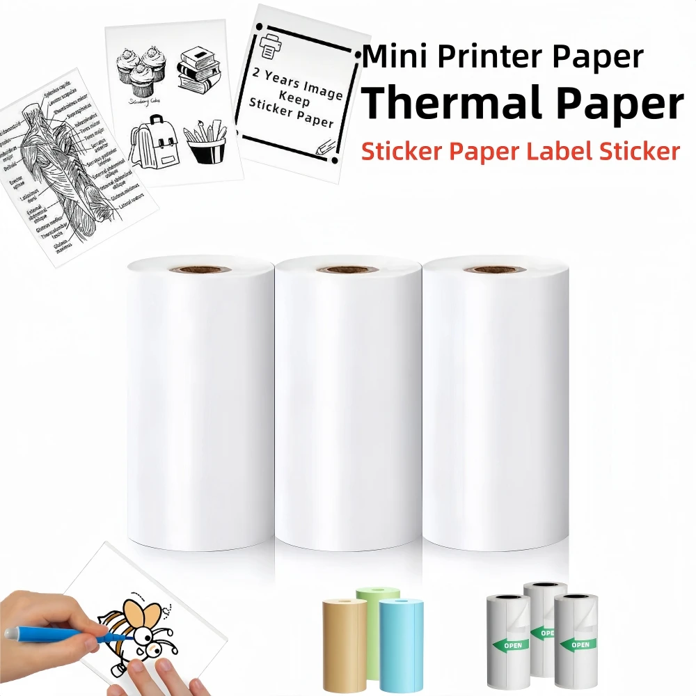 High Quality Sticker Paper BPA Free Inkless Thermal Paper Self-Adhesive Paper Sticker Label Mini Printer Printing Ordinary Paper