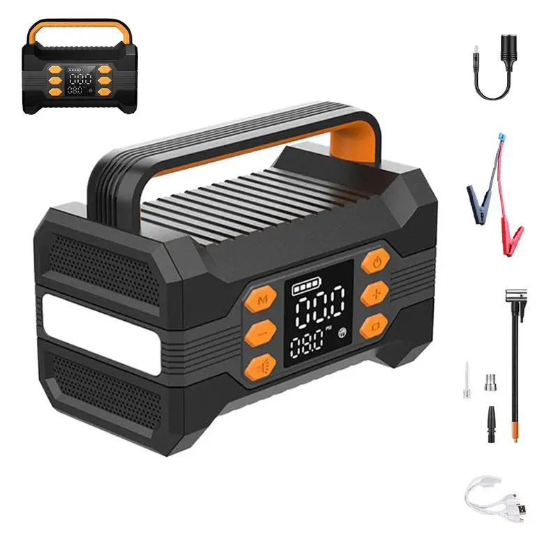 

Car Starter With Air Compressor Car Battery Starter Box 10000mAh Portable Jump Starter Digital Display Car Battery Jump Pack