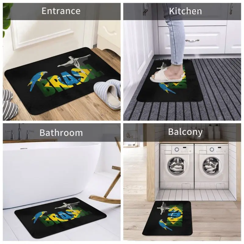 Custom Flag Of Brazil Doormat Non-Slip Entrance Kitchen Bath Floor Door Mats Garage Rug Carpet Footpad