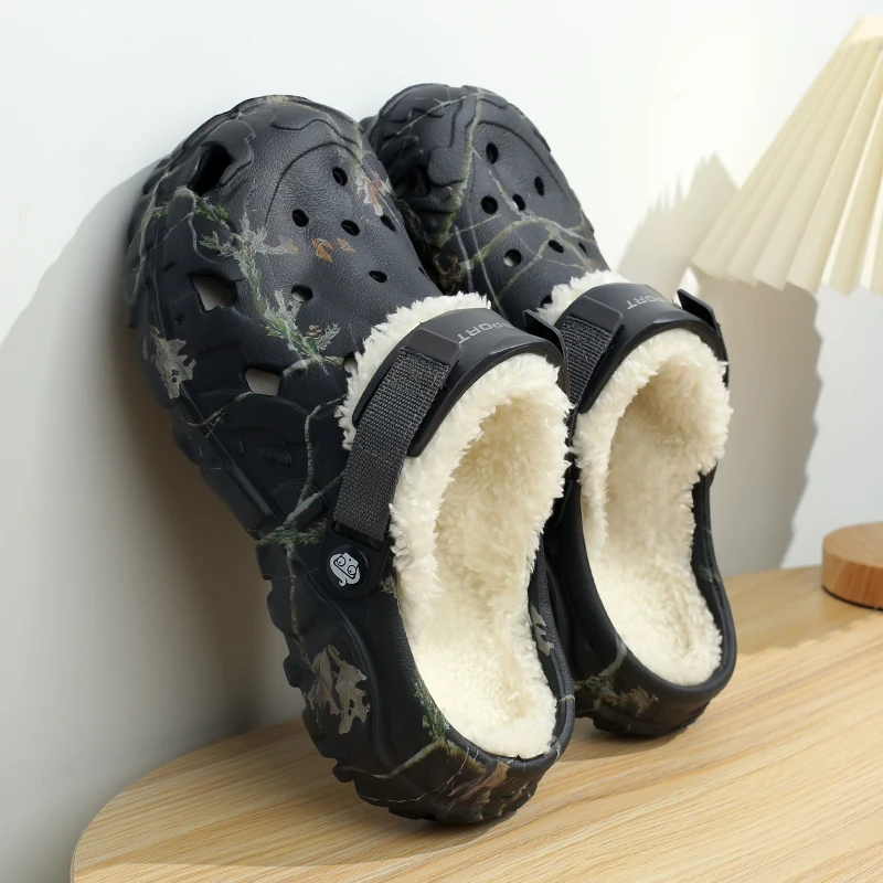 Winter Warm Fleece-Lined Indoor/Outdoor Detachable Men's Clogs Garden Shoes