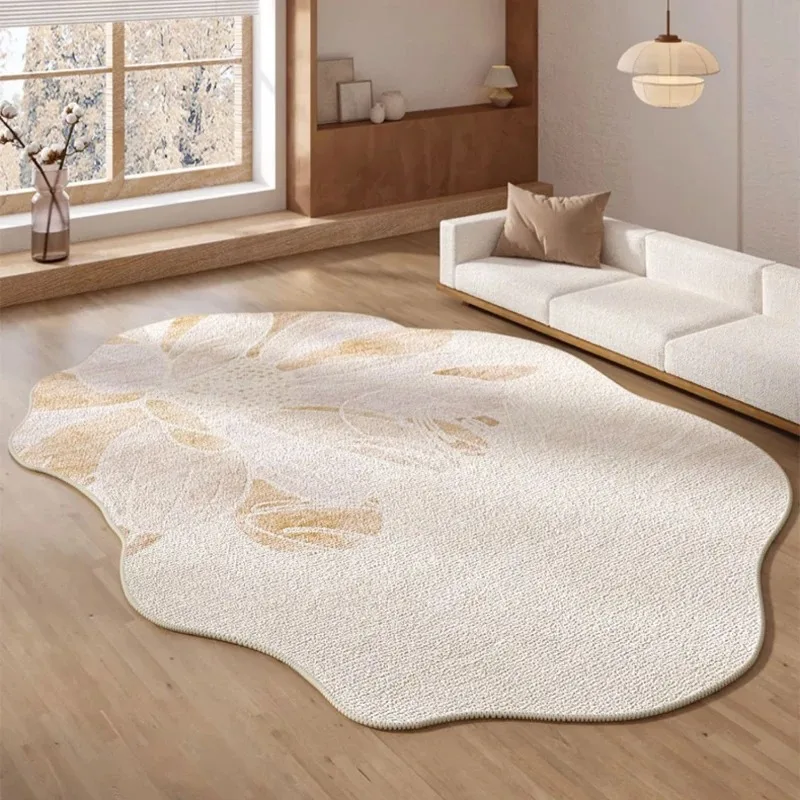 Irregular Flower Pattern Living Room Carpets Beige Cream Style Rug Light Luxury Comfortable Easy To Care for Decorative Rugs 양탄자