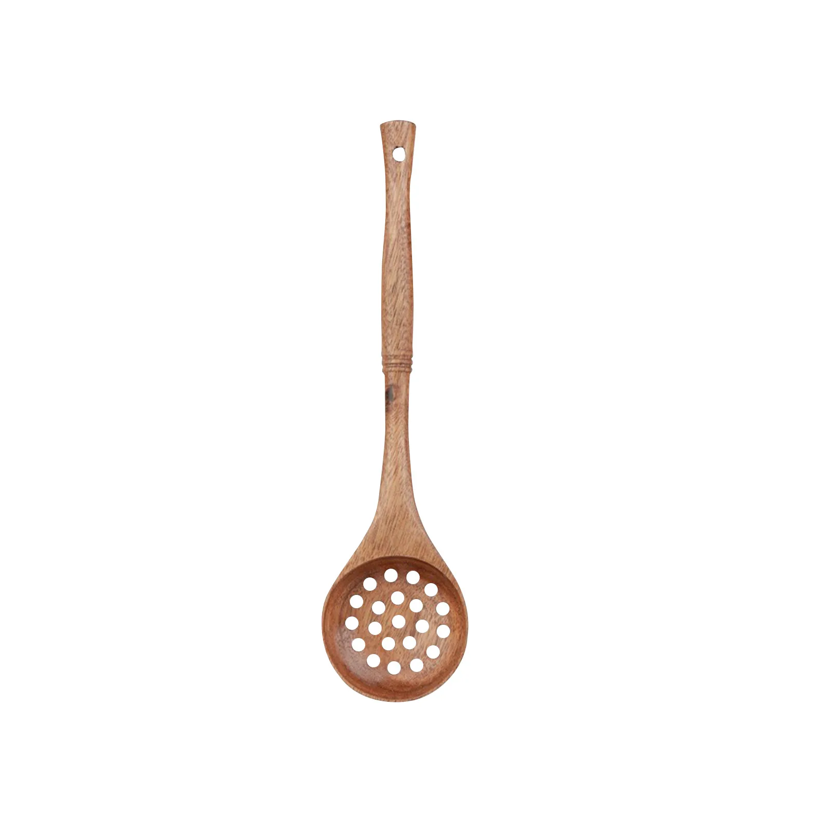 

New Wooden Strainer Spoon For Cooking Slotted Spoons Handmade Spoons Teak Wood Extra Long Deep Colander With Spiral Handle