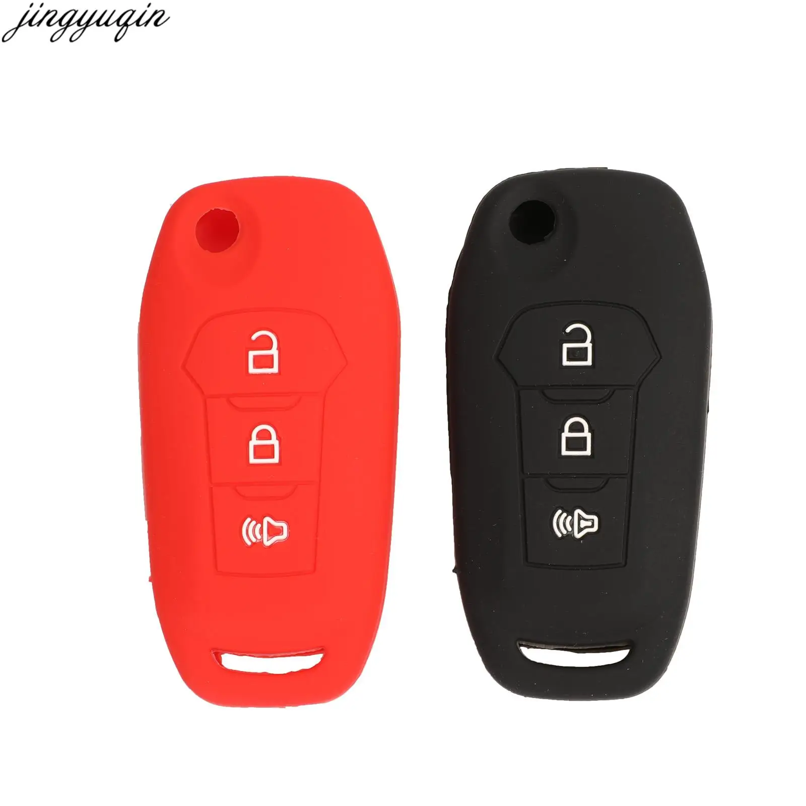 

Jingyuqin 10pcs Flip Remote Car Key Cover Silicone Case For Ford Focus EcoSport Fiesta ESCORT Fusion Mondeo Taurus 3/4 Buttons