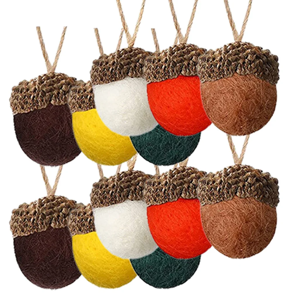 

12Pcs Wool Felt Acorns Xmas Festival Ornaments Hanging Decorations Mini Acorn Pendants for Crafts Tree Home Decor
