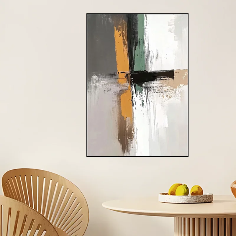 Pintura al óleo pintada a mano pura abstracta, imagen colgante para habitación, pintura de decoración minimalista moderna, carta de sentido de textura de entrada