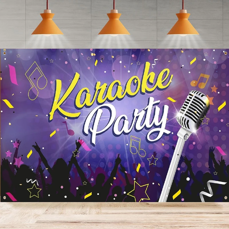 

Karaoke Party Photography Backdrop Music Disco Bday Theme Studio For Birthday Poster Background Home Party Backdrop Wall Banner