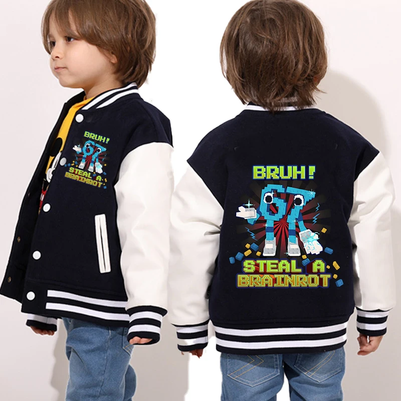 67 Six Seven Boy Baseball Jassen Herenkleding Cartoon Steal A Brainrot Herfst Winterjas Top Volwassen Trendy Cool Kleding Cadeau