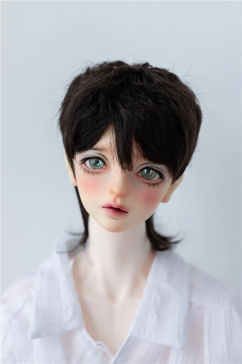 BJD doll wig for 1/3 1/4 1/6  size fashion new micro roll milk silk small roll brother hair fake soft silk Wolf tail male wig