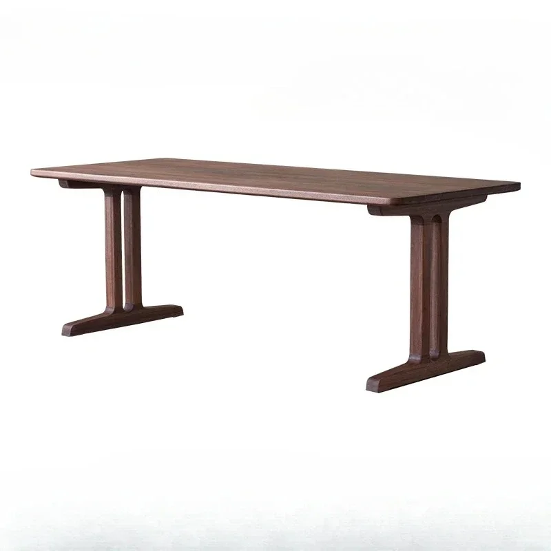 Solid Wood Desk Workbench Nordic Living Room Large Long Table Black Walnut Office Desk Board Household Dining Table
