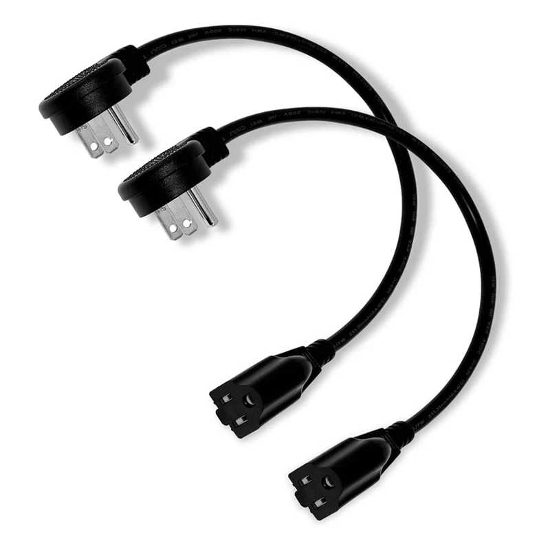 Cable de extensión de enchufe plano, 1 pie, 16 AWG, cable corto con conexión a tierra de 3 clavijas (13 amperios, 125 voltios, 1625 vatios) Enchufe estadounidense